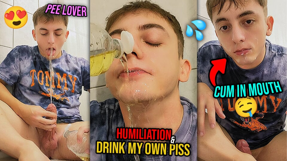 18歳の少年は自分の小便🤤を飲んで屈辱を自らとします