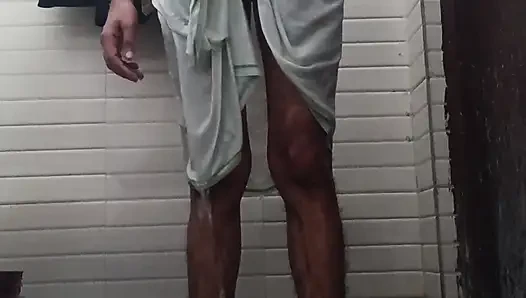 The boy of the village took out the thick penis from inside the lungi and took out the semen