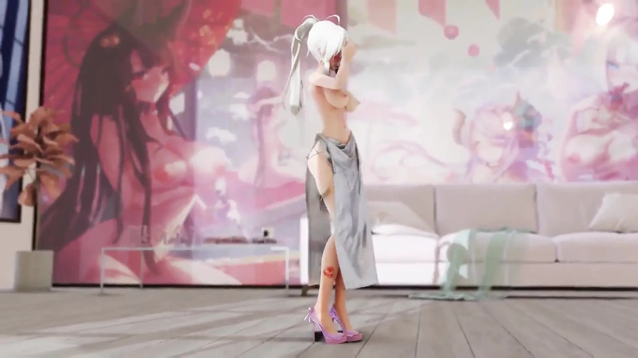 [Mmd] 弱音Iu-Lila 连衣裙脱衣舞 爆乳