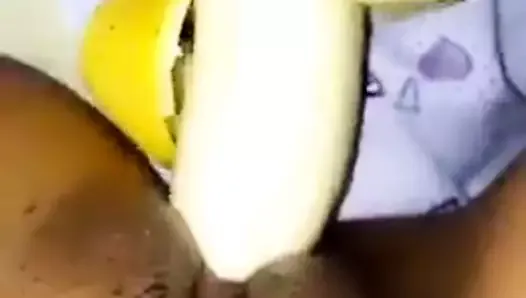 Indian wife is doing banana masterbation