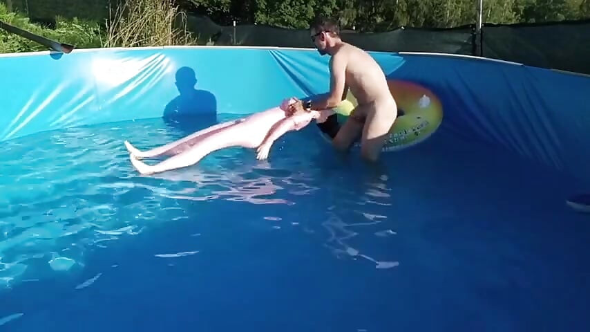 Wet Ride in the Pool Fucking a Doll with a Proper Finish