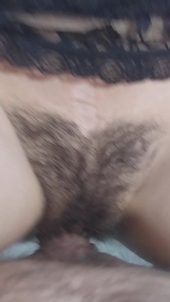 Hot cumming on hairy pussy