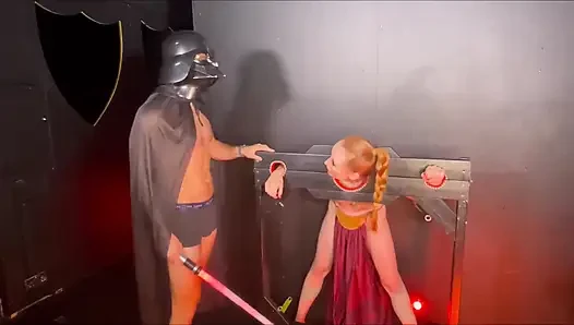 Star Wars: Princess Leia Slave to Darth Vada Gets Fucked with Light Saber and Gives Him a Handjob