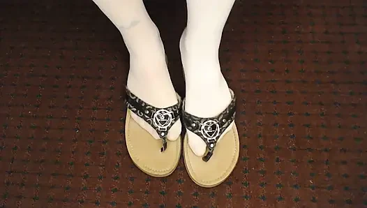 Thigh Stockings in Flip Flops Guess Leather