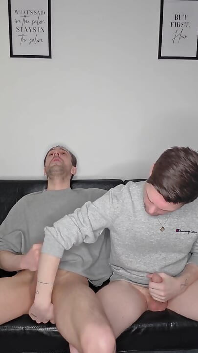 Hung Uncut Brotosh Lads Side by Side Masturbation