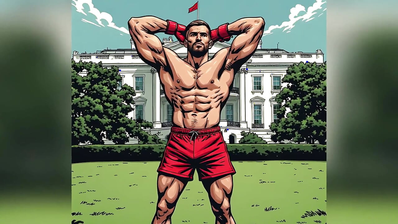 Muscular Fighters at White House (ai Art)