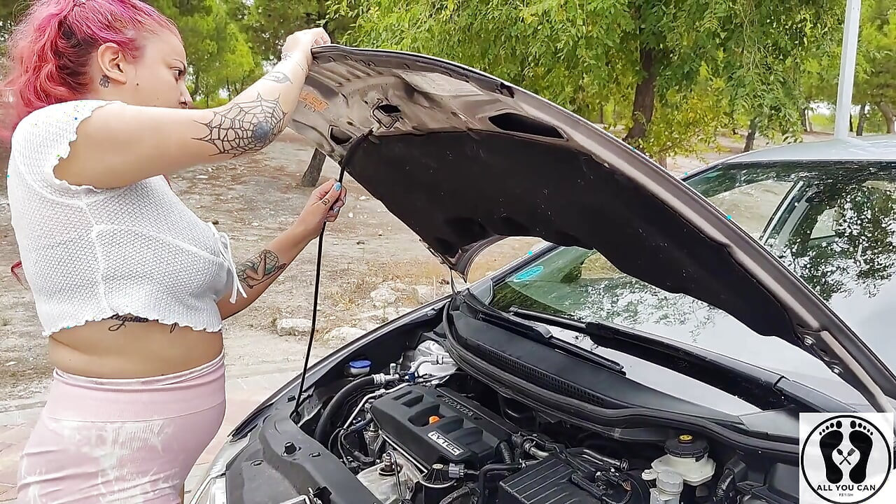 Desperate Woman in Trouble with Her Car Female Desperation