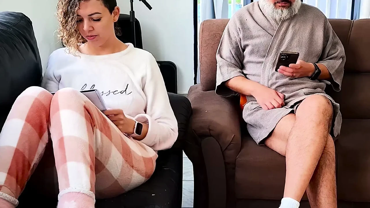 Risky masturbation next to the stepdaughter, but she helped out.