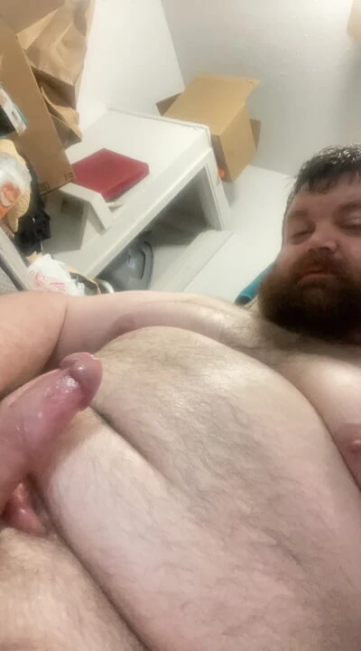 Big bear jerking and dildo fucking
