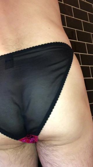 Pissing in crotchless panties