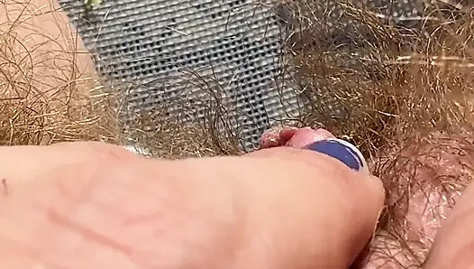 Amateur Hairy Girl Mastubates in Closeup with Huge Clit