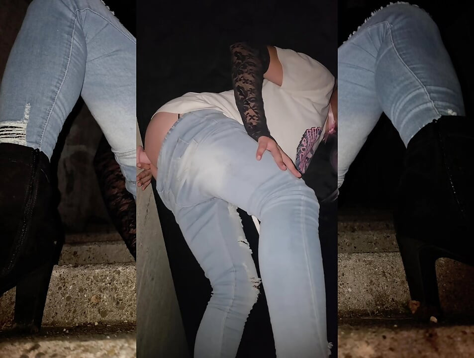 Sissy whore on the road with the dildo