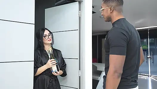 Neighbor Brings Wedding Gift and Ends up Breaking the Bride's Virgin Ass with His Huge BBC