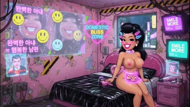 Funny Cartoon Girl Topless, Ai Animation