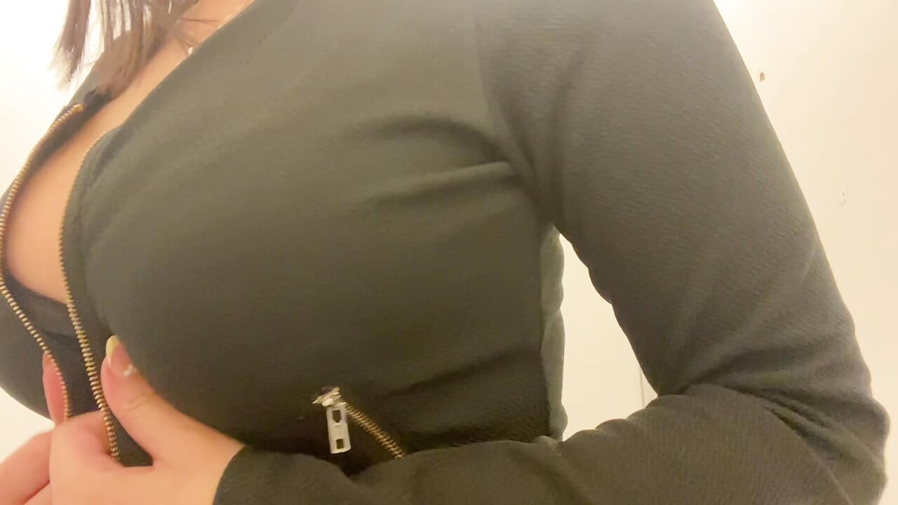 Hotwife - touching my big tits at work