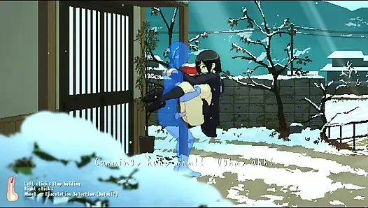 Hentai game - schätzchen mit massiven titten, grober sex bei kaltem wetter