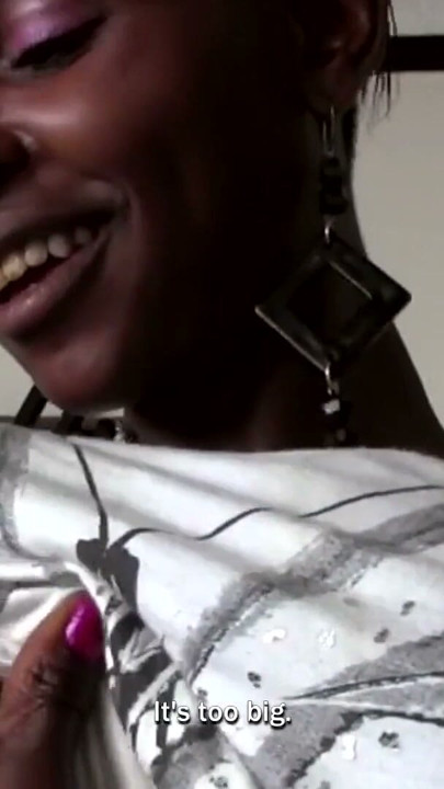 Ebony with big natural tits in interracial scene, POV | Clip 1