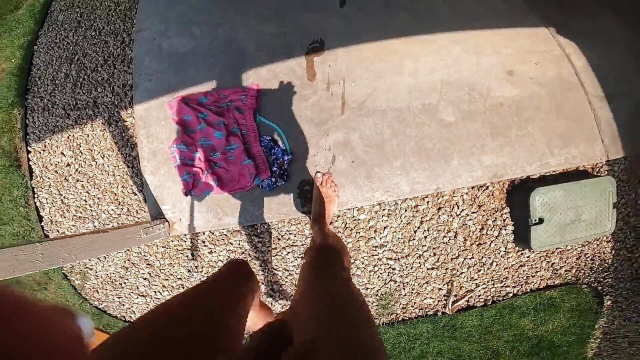 Milking MILF Pissing and Pool Sex Outside