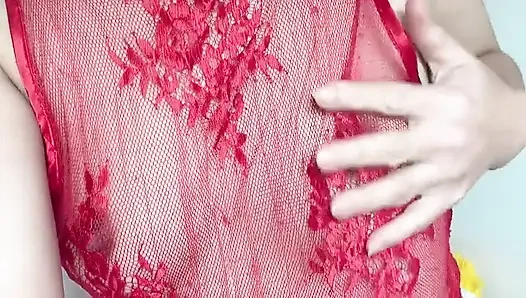 Миниатюрная Hana носит платье просвечить бросить ее сиськи, такая сексуальная задница киски