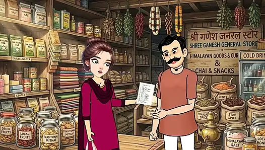 Cartoon video of Swati and shopkeeper Ramu's funny sex. Big cock fucking.