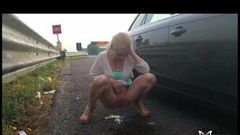 Big piss on the road