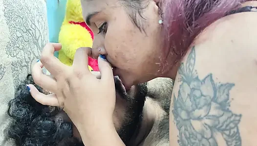 Girl play with penis she kisses boy lips then boy suck her boobs