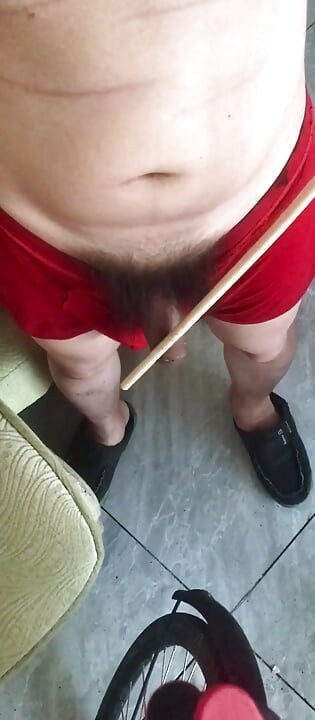 Chinese man whip his fat black big dick hard