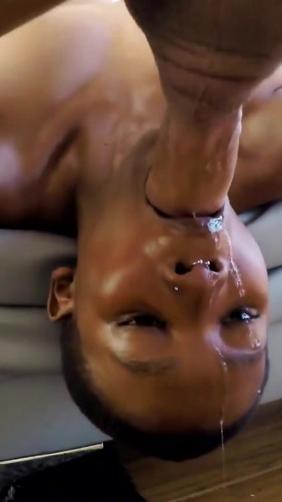No hotel tour... this EBONY STEWARDESS went straight to her knees for rough sex during the layover | Clip 3