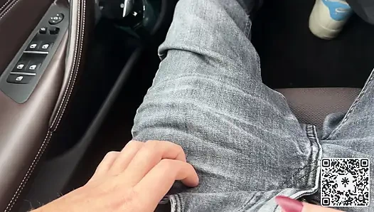 Public Parking Lot Handjob Next to Stranger and Bus Cum Finish