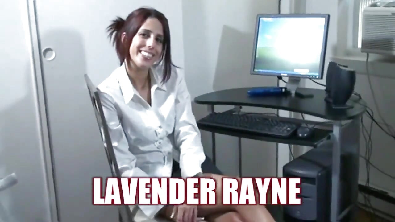 Lavender fucks a toy in her office