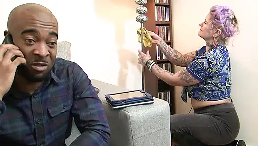 Hot tattooed big ass chick pounded by his BBC on the floor