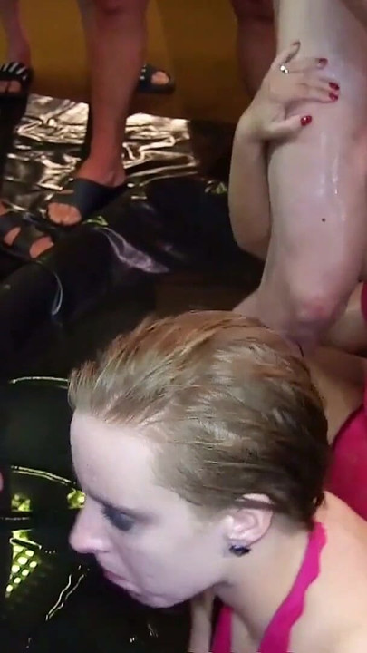 Thrilling moment from "No Condom Creampie Gangbang and extreme Piss Bukkake - German"