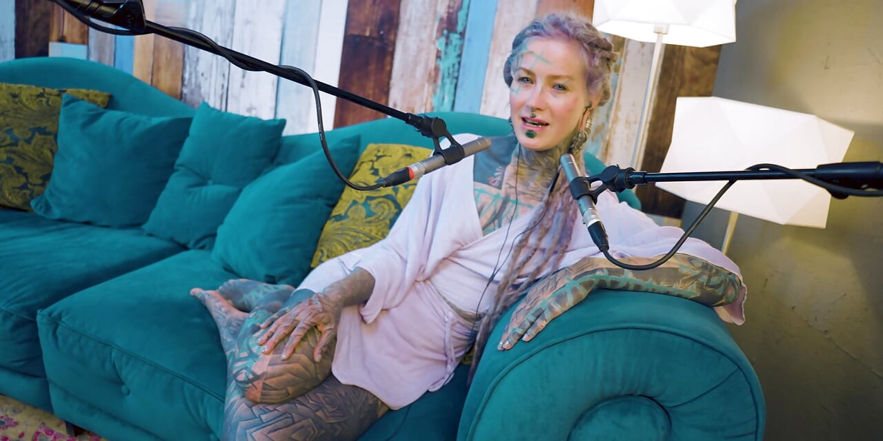 I talk about A - authentic - ASMR - Podcast - Talking - tattoo girl model goth punk dreadlocks