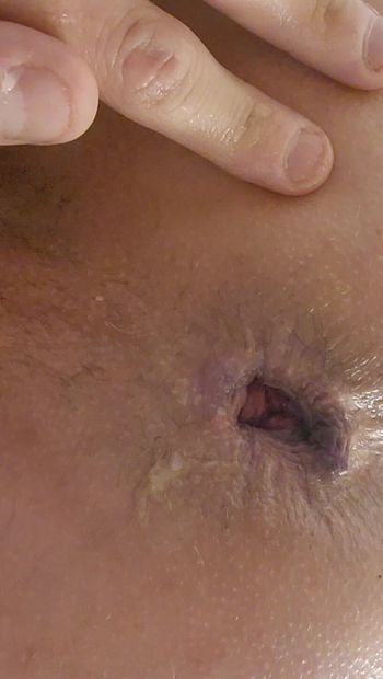 Pushing out daddies cum so I could see if it was as much as it felt like he bred me with.