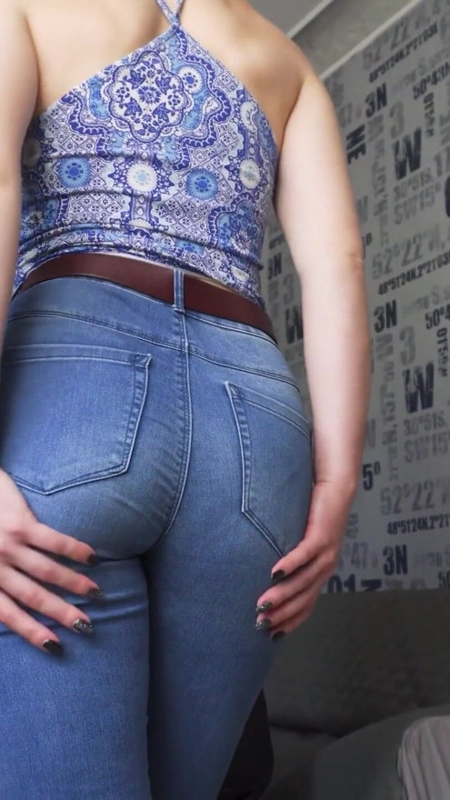 Blue Jeans Ass Tease In Full Back Panties | Clip 1