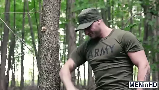 Young military twink getting ganbang by big cocked hunks