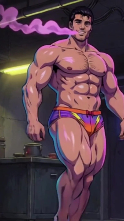 Ai Muscular Men Mechanic Garage