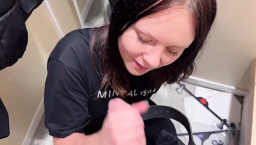 Fast Cum in a Shopping Mall Fitting Room