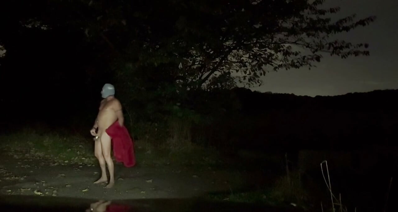 Wanking for traffic with nothing but a balaclava on