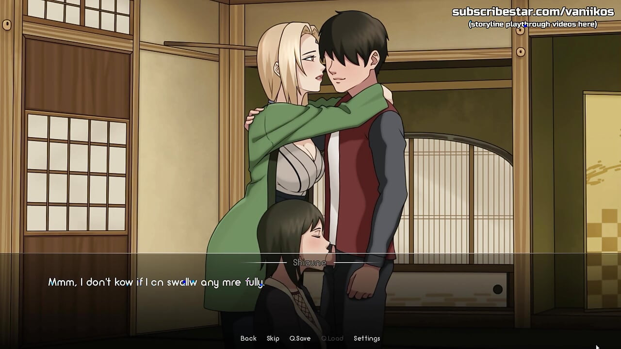 Naruto: Jurulatih Kunoichi - MILF berpantat besar Shizune dan Tsuande kongkek bertiga. Blowjob panas dan gaya doggy creampie pepek