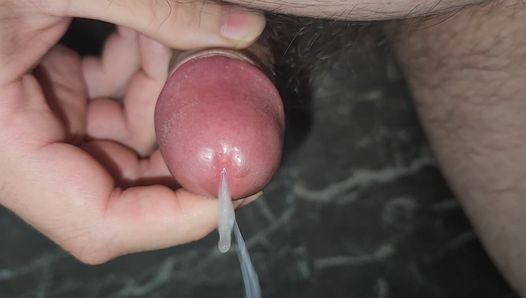Frontal masturbation of a small fat step uncle