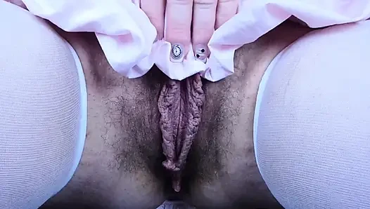 Milf hairy pussy - upclose edging & masturbasi