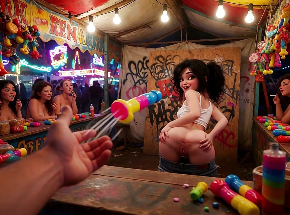A wild, fun-filled night at the amusement park, with engaging games and attractions (AI-generated)