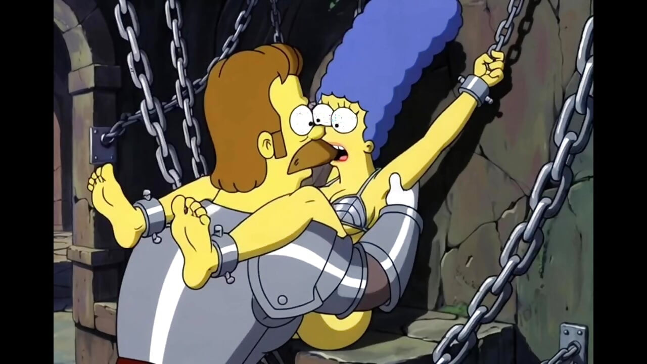 Slut in Chains Takes His Cum. Erotic Fantasy. Cartoon Parody of the Simpsons