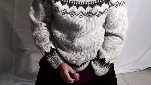 Quick Sweater Fetish Cum, Icelandic sweater and corduroy pants... masturbation, solo, wool