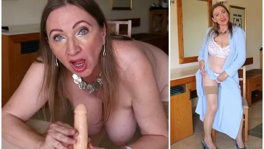 Graceful in Blue, Ethereal in White Lingerie: Granny Maria’s Striptease, Blowjob and Tittyfuck
