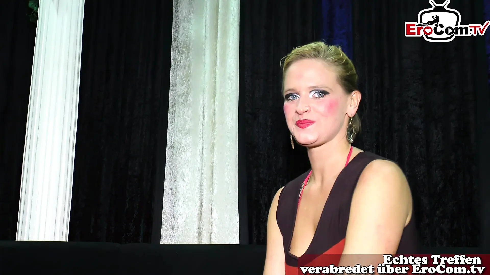 German horny housewife shows her cunt in front of the camera for the first time