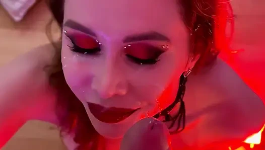 Lustful witch allowed allowed him to cum hard on her face POV