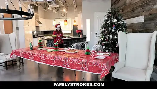 Teen and Busty Stepmom Fucked on Christmas Holiday