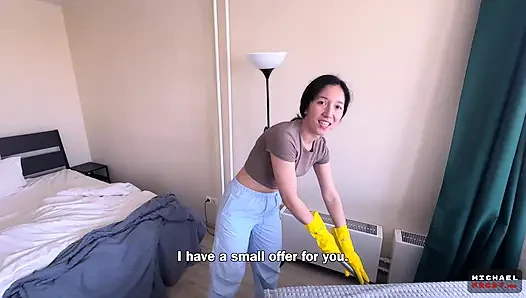 Asian Cleaning Lady Let Me Fuck Her For Money